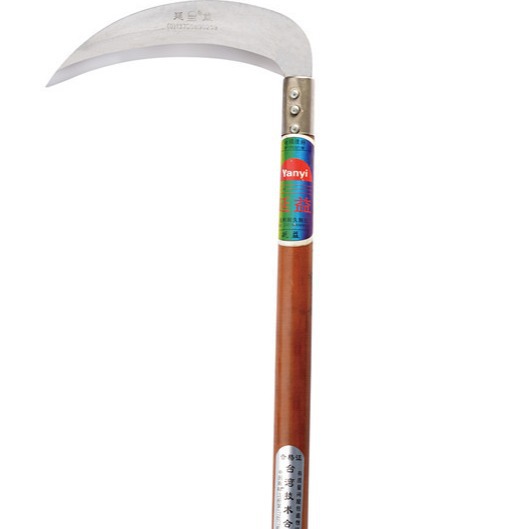 农用锰钢月牙弯刀长柄割水稻镰刀农用工具批发【延益】231木柄