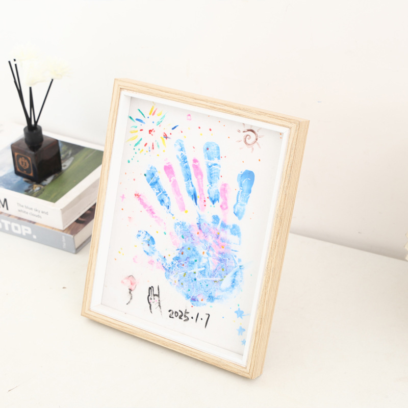 Handprint Photo Frame DIY Handprint Painting Couple Photo Frame Desktop Decoration Table Baby Handprint and Footprint Commemorative Photo Frame