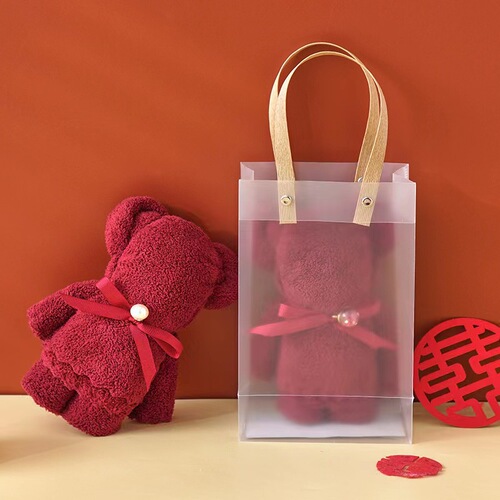 Bear towel square souvenir red wedding birthday birthday full moon return gift holiday event gift