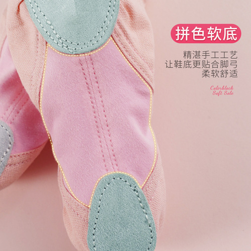 Children's dance shoes, women's soft-soled practice shoes, girls' elastic fabric stitching, adult ballet cat claw-shaped body shoes