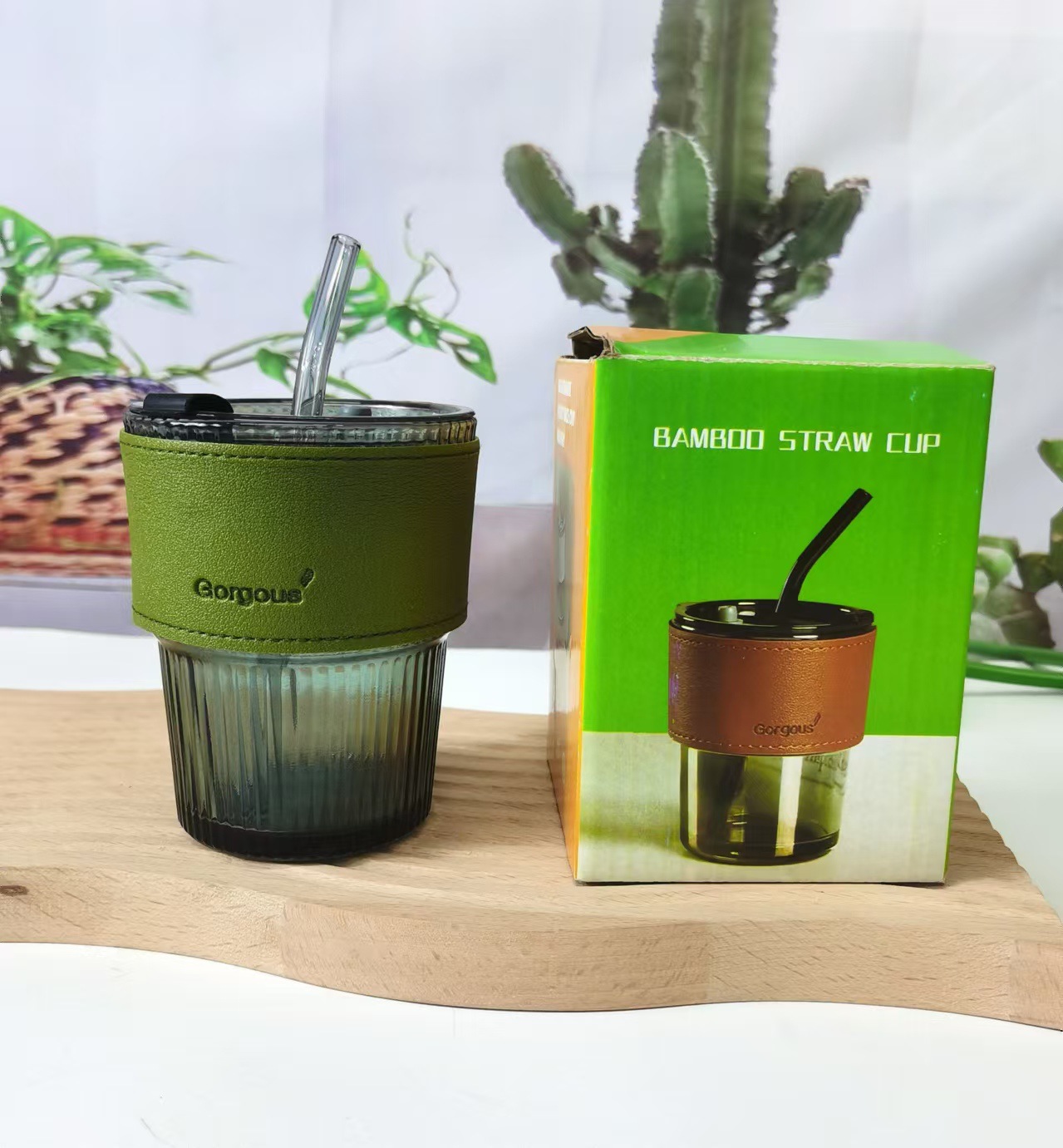 Hogar taza de bambú en línea celebridad pequeño regalo Apertura de vidrio publicidad taza de té con mano regalo taza de agua leche té taza de café