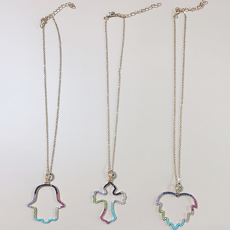 Einfache Farbe Diamant Geometrische Hohle Halskette Großhandel Schmuck Nihaojewelry display picture 1