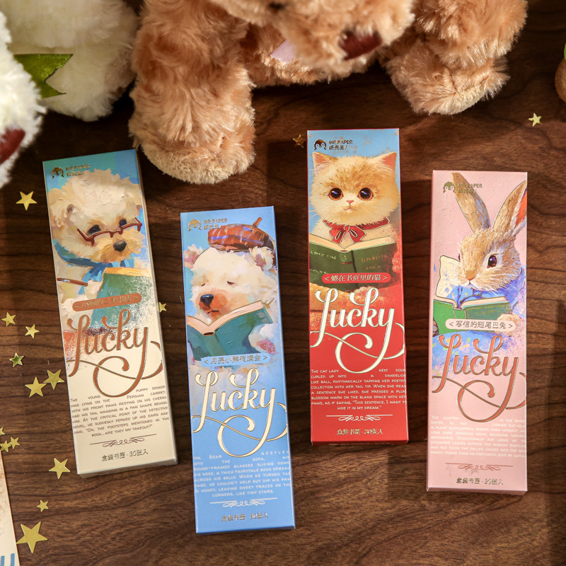 Mr. Paper Marcador en caja Moonlight Reading Club Series Dibujos animados Palabras lindas Estudiantes Marca de lectura de alto valor