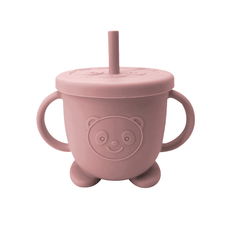 Taza de beber para niños taza de agua dos en uno de doble tapa taza de merienda de silicona entrenamiento para bebés agua potable taza de paja para niños bebé