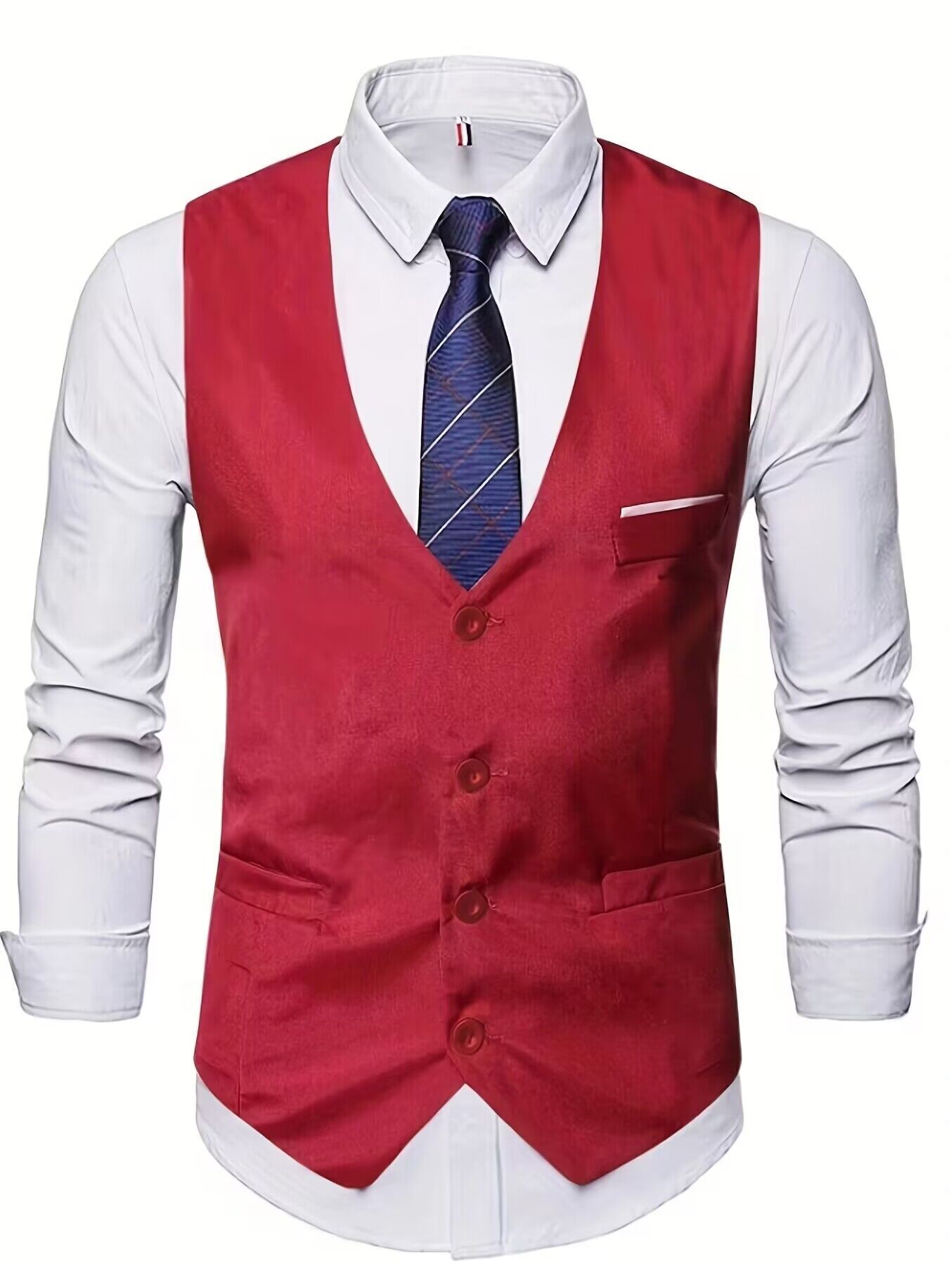 Código europeo transfronterizo nuevo estilo primavera y otoño casual para hombres color sólido sin planchar moda ciudad de trabajo chaleco de traje de hombre
