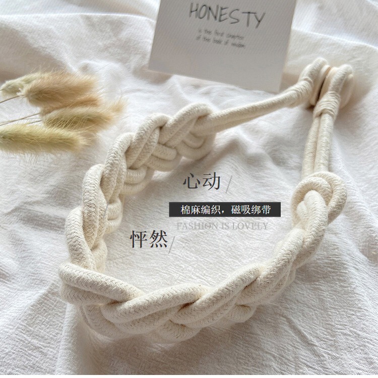Magnetic suction cotton and linen woven curtain strap window screen strap rope strong closed buckle wholesale living room bedroom factory Curtain Hotel