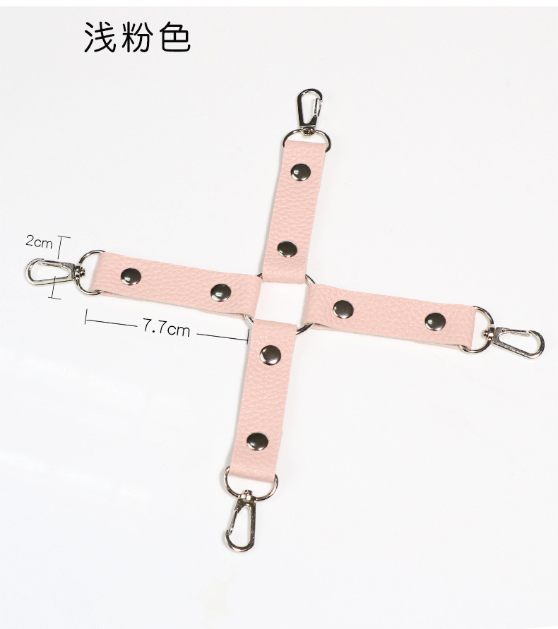 Textured Leather Bondage Set with Plush-Lined Handcuffs, Bracelet, Shackles and Neck Cover — detail image 9