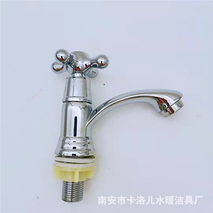 Grifo de agua fría para lavabo de aleación de zinc, galvanizado, núcleo de válvula de cobre