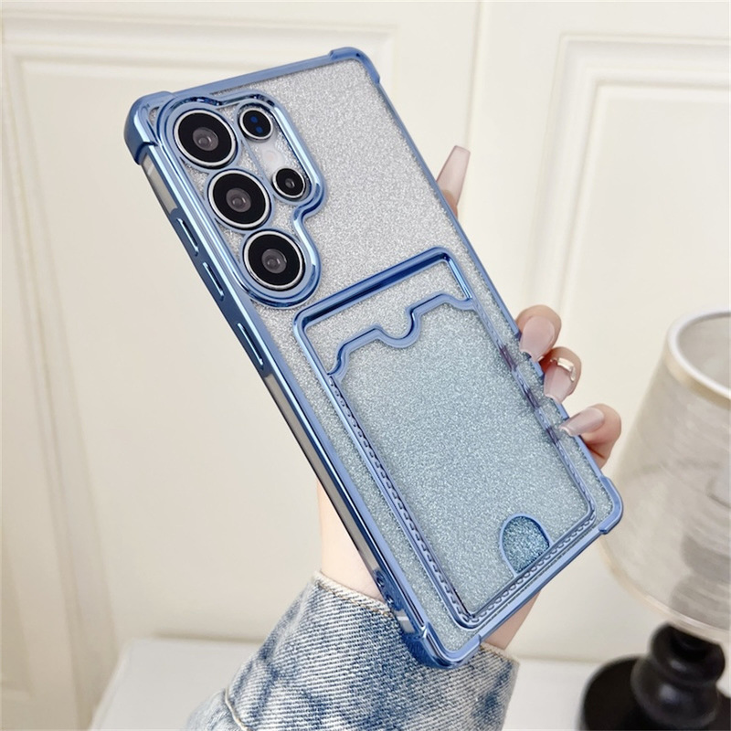 電気メッキカードホルダーは、Samsung SamsungS25 Apple iPhone 16 携帯電話ケース A56 グリッター粉末細穴カードに適しています。|undefined