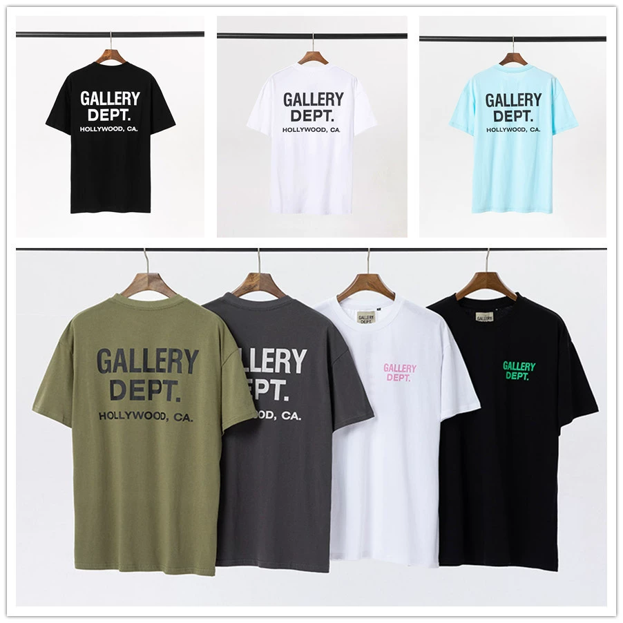 22SS трансграничный американский модный бренд GALLERY DEPT футболка с коротким рукавом и буквенным принтом для мужчин и женщин пар High Street с коротким рукавом