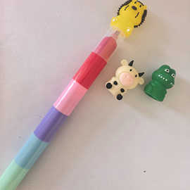 摩登圆杆杆圆管圆柱圆杆三节加3节六色杆子拼接6色管子恐龙荧光笔