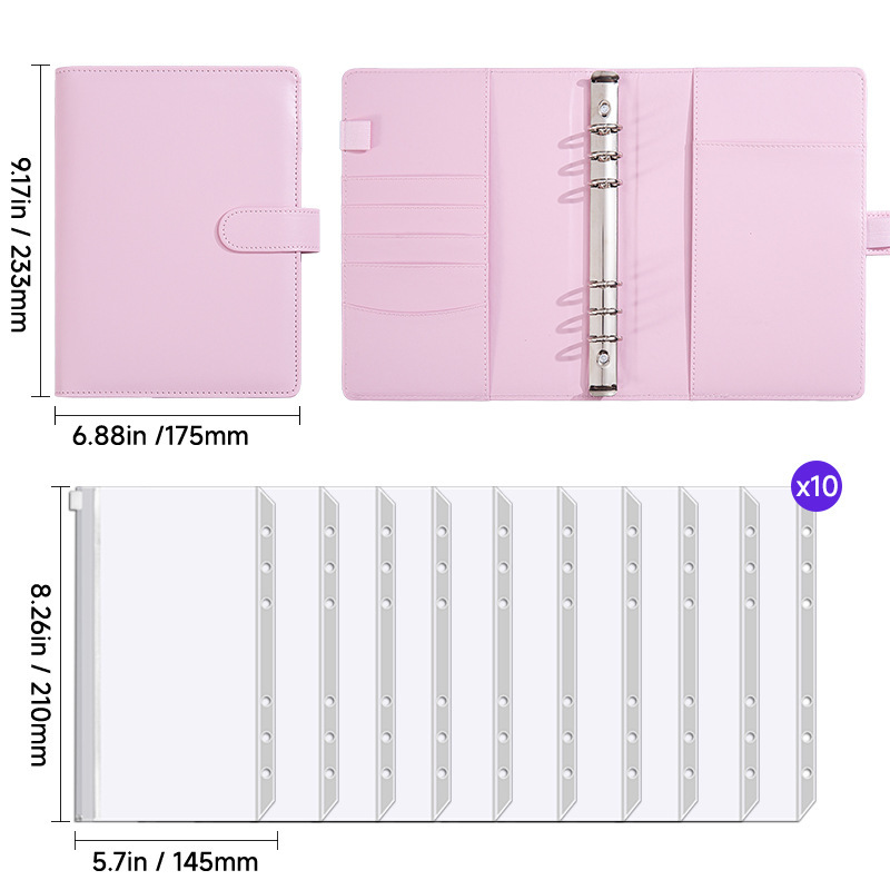 [공백] A5 마그네틱 버클 핑크 (지퍼백 10개)