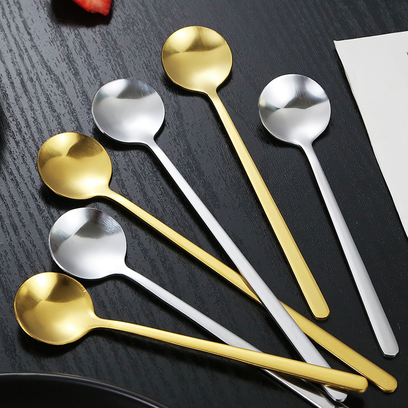 Taza pequeña redonda de acero inoxidable estilo coreano para remover café, con diseño de nido de pájaro y cuchara._voghion.com