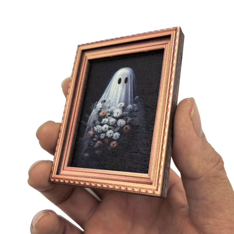 MZCT117-132 クロスボーダーハロウィン磁気立体冷蔵庫マグネットゴースト魔女フォトフレーム木製磁気装飾|undefined