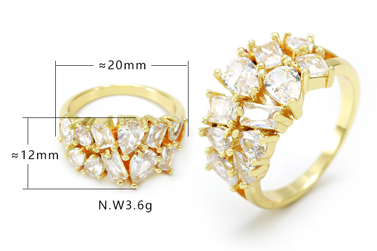 Fashion Brass Inlaid Multi-rows Zircon Ring Wholesale display picture 1