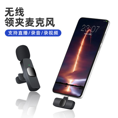 无线领夹麦克风2.4G一拖二手机直播领夹式无线话筒抖音户外收声器|ru