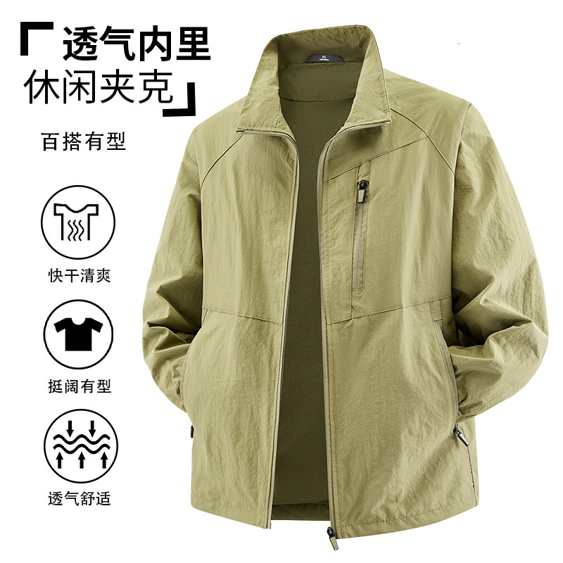 Cross-Border Spring and Autumn Men's Jackets, Stand-Up Collar, Loose Fit, Plus Size Workwear Tops, Detroit Workwear Jackets