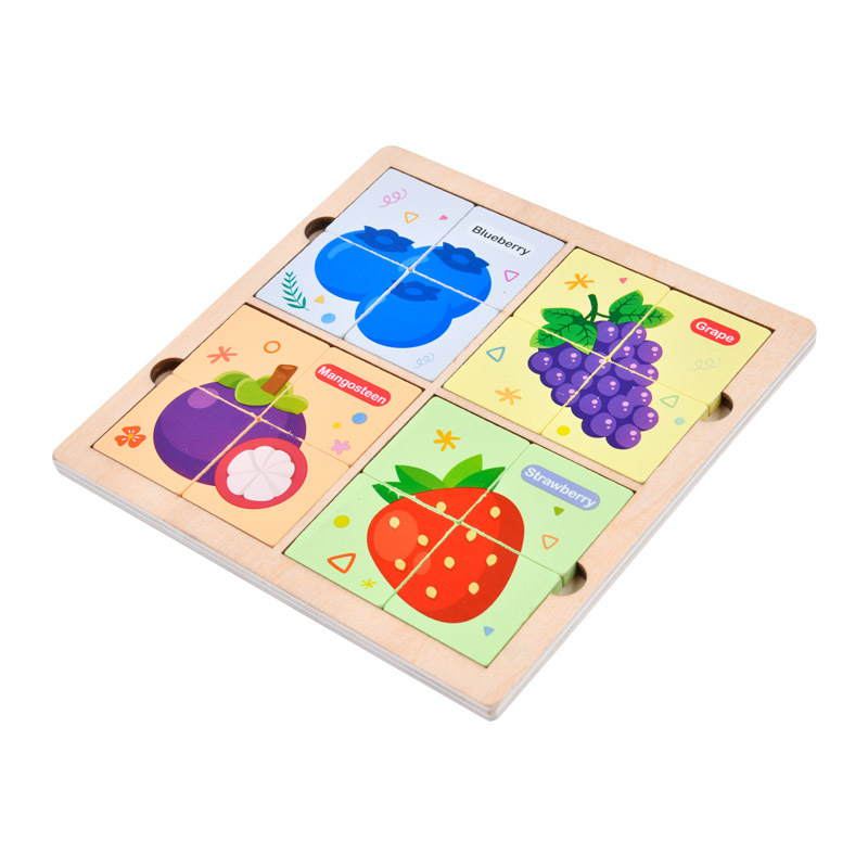 Educación infantil 24 puzzles de fruta forma juegos de emparejamiento de juegos de entrenamiento de rompecabezas padres-hijos interactivos puzzle de madera