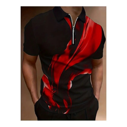 Breathable sport POLO shirt factory, men's high street fashion, straight collar, loose zipper polo shirt