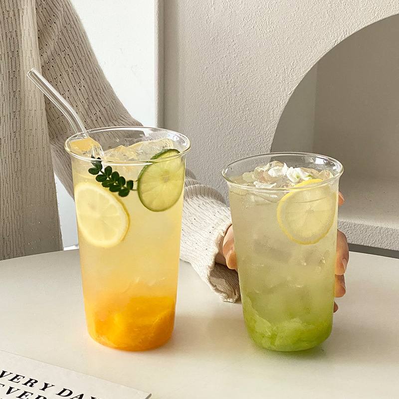 Tazas de té de frutas resistentes a altas temperaturas de gran capacidad de verano simple estilo americano café especial taza de té de leche de limón