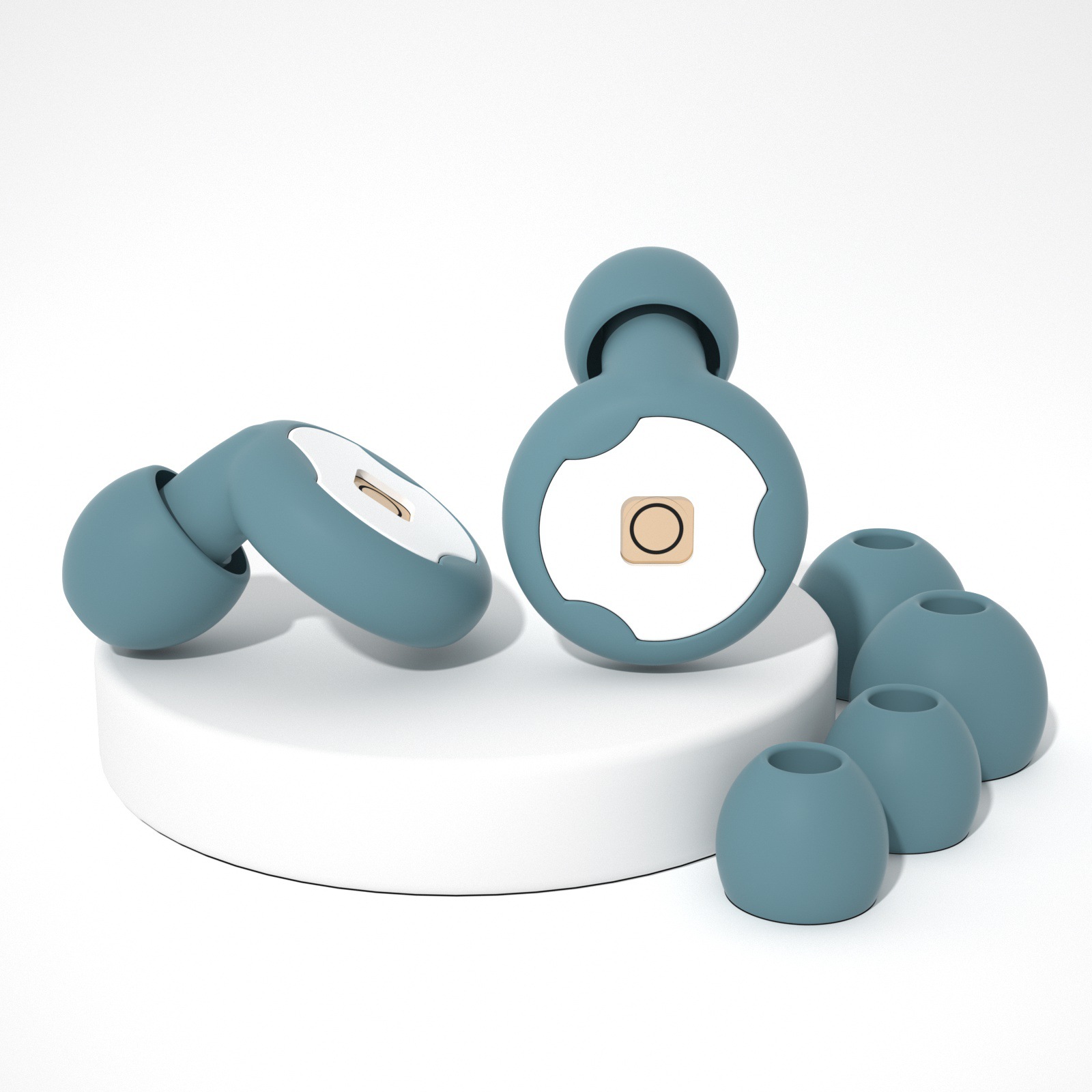 원형 필터형 귀마개 + 필터 + 마카롱 가방 + PP 수납함 그레이 블루