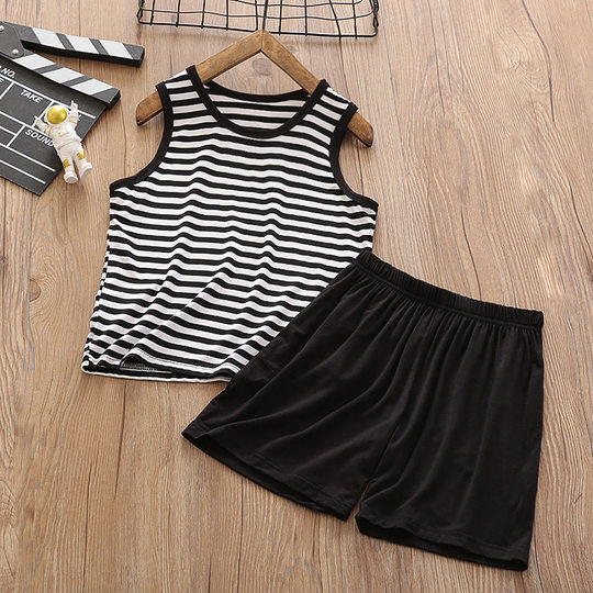 Children's Modal Vest Set Shorts Thin Home Wear Boys' Sleeveless Air Conditioning Suit Ice Silk Pajamas for Summer
