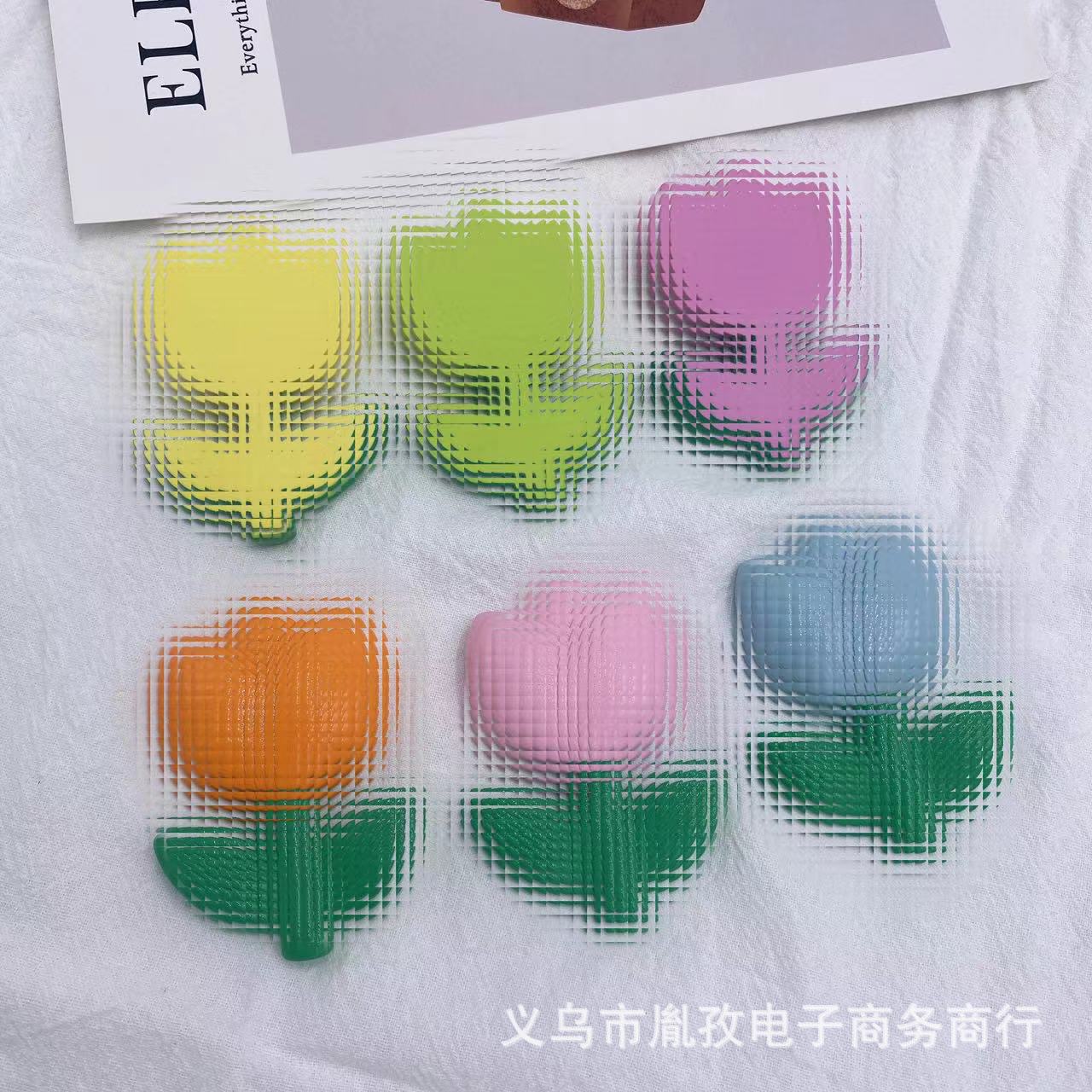 Nuevo Tulip crema de goma teléfono Shell clip de pelo refrigerador accesorios resina accesorios color flores tridimensionales