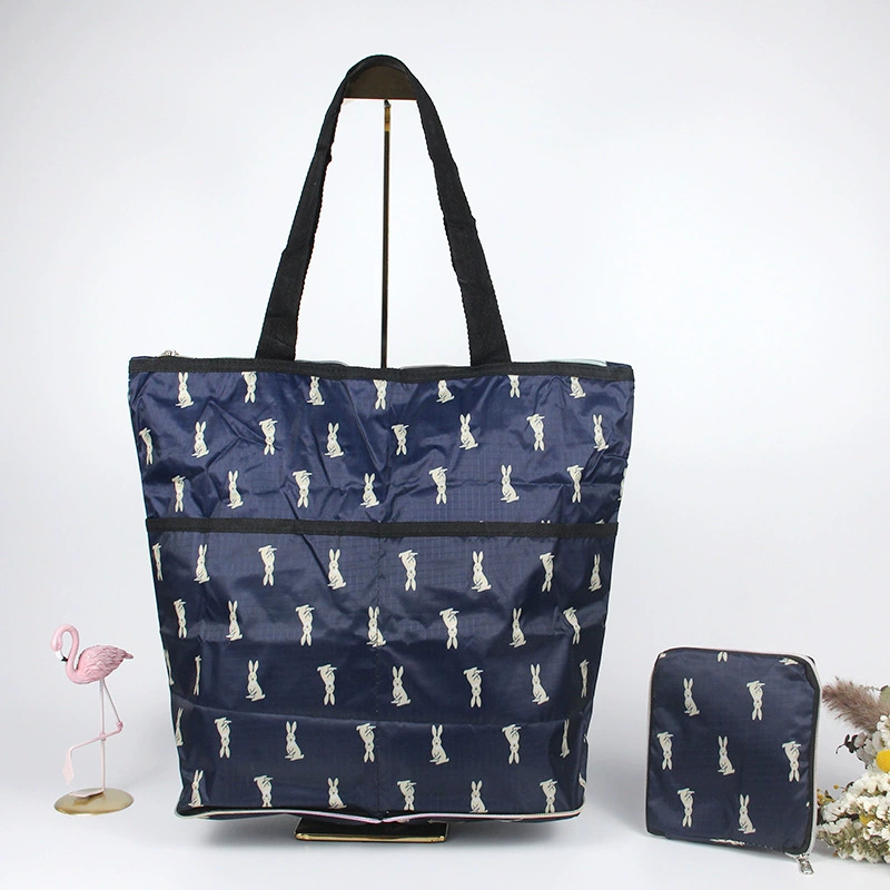 М compressed cartoon folding handheld shopping bag, вместительная льняная сумка, ткань оксфорд, корейский стиль