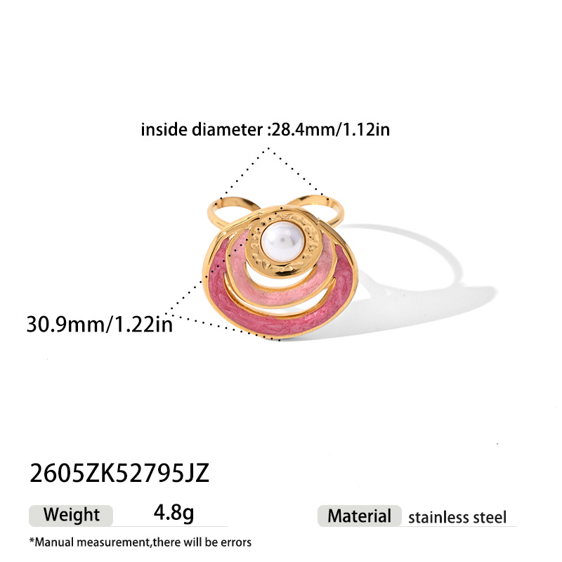 2026 nueva explosión transfronteriza anillo de vacaciones de goteo de aceite flores rosadas irregular conjunto de anillo ajustable para mujeres