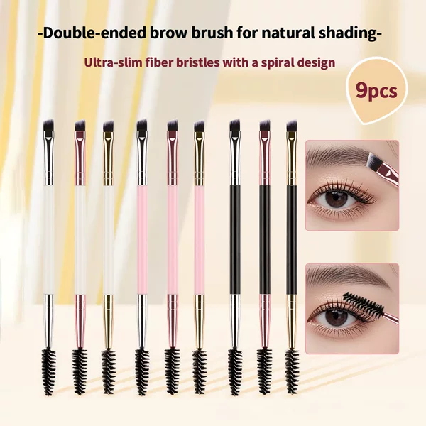 New Single Double-Headed Spiral Eyebrow Brush for Beginners, Double-Headed Makeup Brush, Angled Eyebrow Brush, Eyelash Curling Brush, Beauty Tool