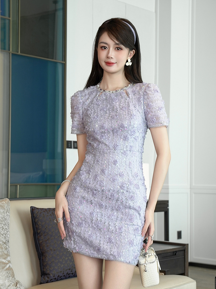 Đầm ôm body nữ kiểu Pháp thanh lịch mẫu mới hè 2026 — Màu tím