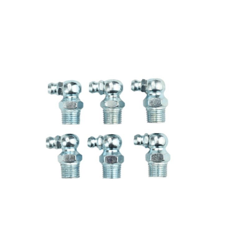 Boquilla de grasa estándar nacional M6M8M10M12 recta curva 90 grados boquilla de aceite de hierro galvanizado boquilla de grasa pistola accesorios al por mayor