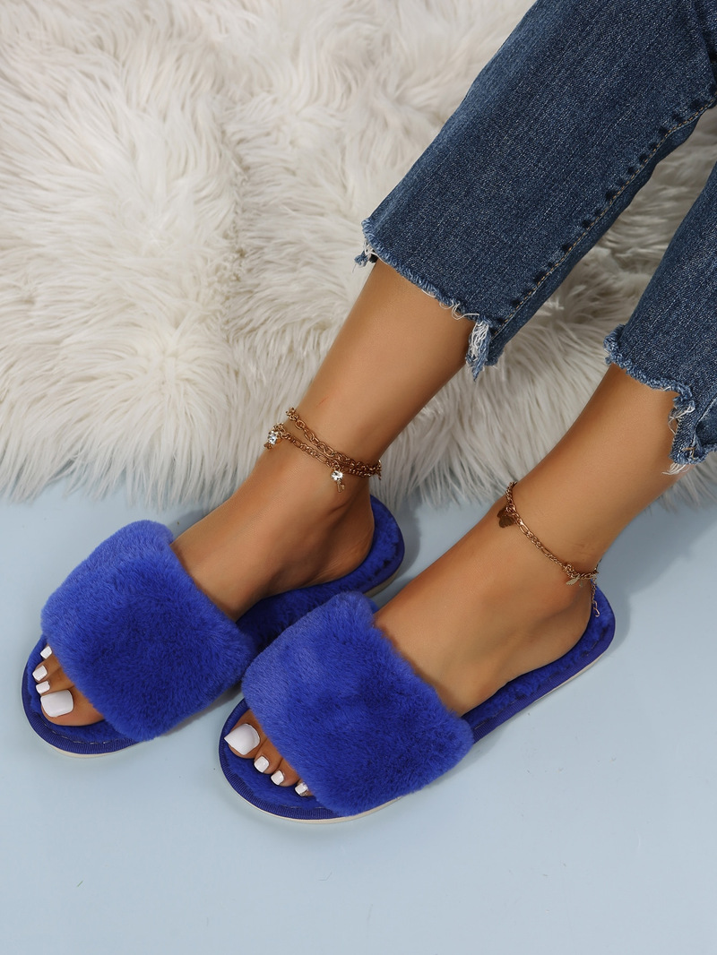 Velvet Plush Open-Toe Closed-Toe Autumn Indoor Lightweight Cushioned Memory Foam Breathable Indoor Shoes House Shoes_voghion.com