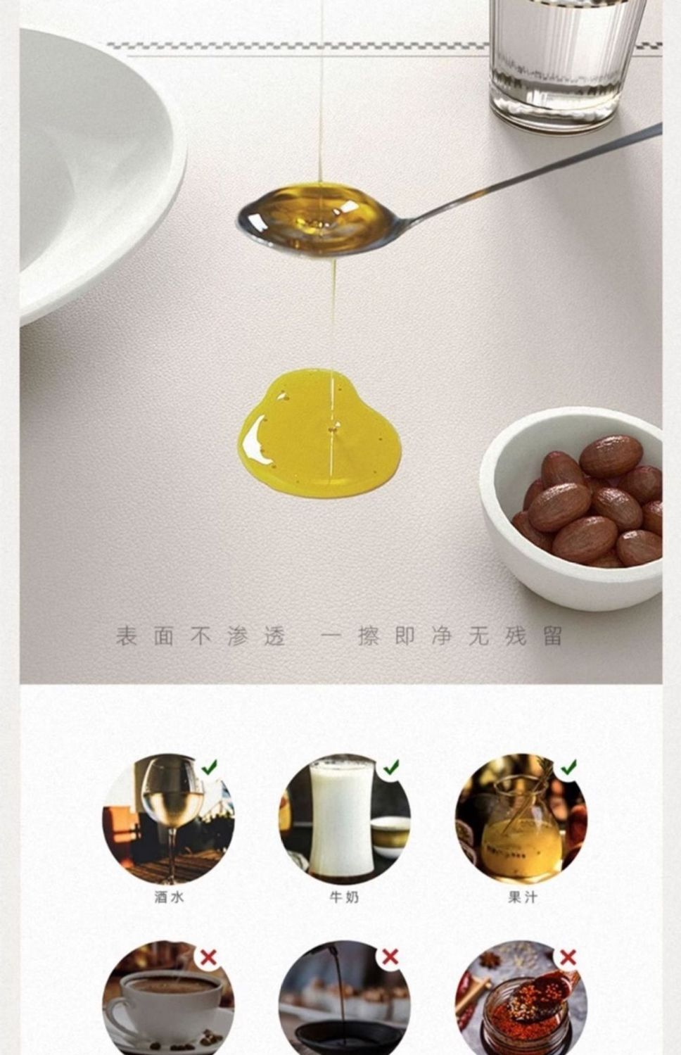 Ideal Car Anti-Slip Table Mat Desktop Protection Mat Scrubbable Car Suspended Small Table Leather Mat Round