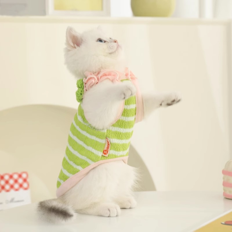 Ropa de gato de verano anti-pelusa de tela muñeca gato primavera y otoño gatito de verano Sling gatito mascota gato Delgado chaleco