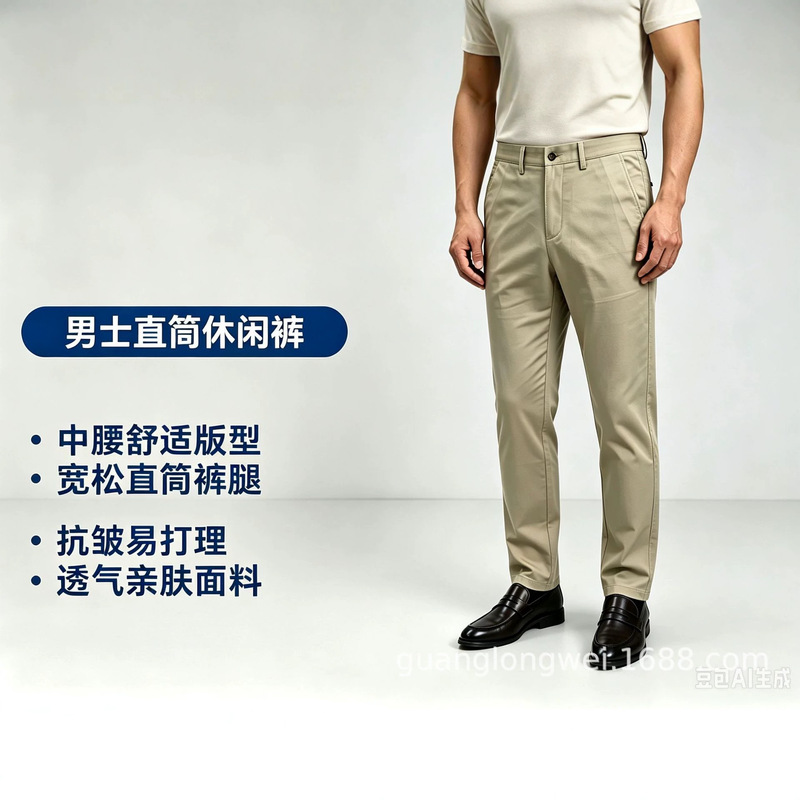 Cross-border best-selling men's casual pants, outdoor fashion men's trousers, loose straight-leg long pants, middle-aged men's trousers with a high-end business feel