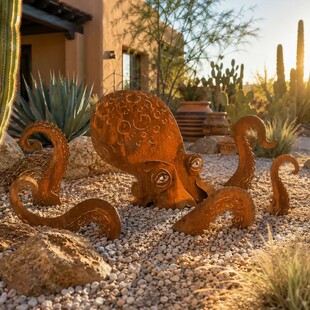 �羳Rust Patina Giant Squid Garden Sculpture�������~���@����