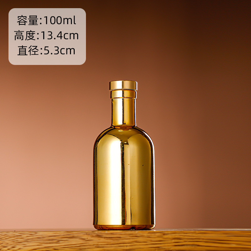 Galvanoplastia botella de vino de vidrio vodka botella de hielo botella de bebida de gama alta botella de vino extranjero botella de vino tinto chapado en oro botella vacía al por mayor