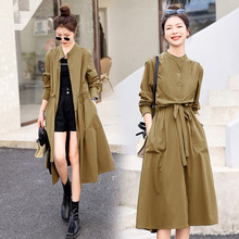 流行風衣女2022春秋新款韓版高級冷淡風中長款系帶顯瘦裙式潮外套