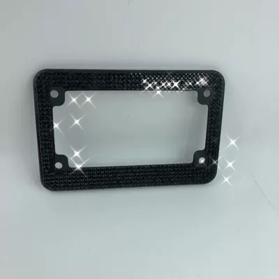 License plate holder/license plate holder personality diamond-encrusted motorcycle license plate - black