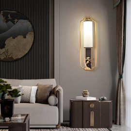 新中式全铜壁灯 中国风客厅电视背景墙壁灯过道复古卧室床头灯