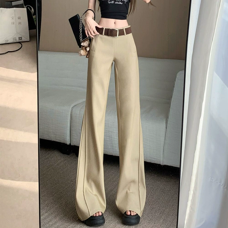 Высококачественные широкие брюки с микро-расклешенными штанинами для женщин, весна-лето 2025, новые, низкая посадка, стройнящие, повседневные, в пол, модные