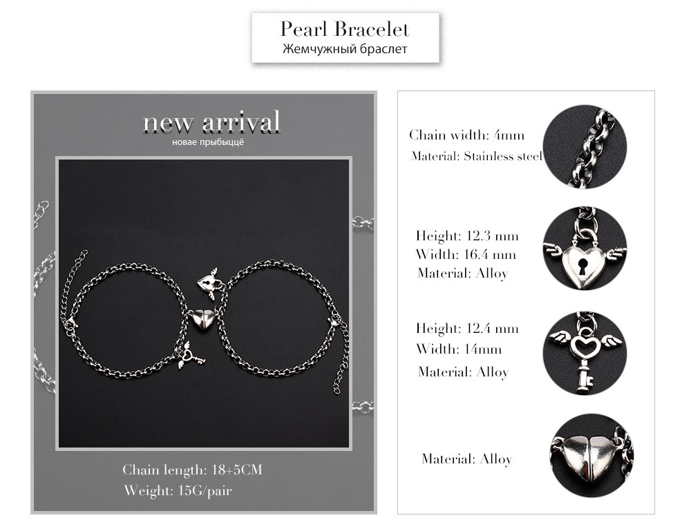 Fashion Heart Shape Alloy Plating Unisex Bracelets 1 Pair display picture 2