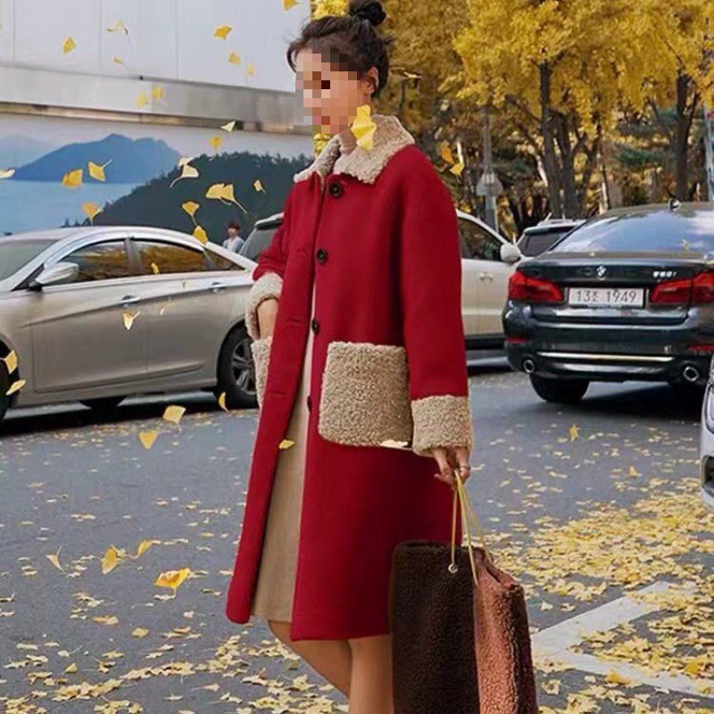 Warm velvet long jacket, coat, mid-length, oversize