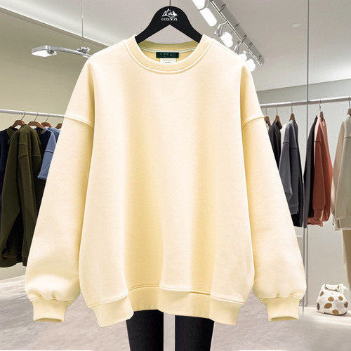 Solid color top, round collar, regular style, velvet thick sweater, autumn and winter hot style, men and women, same style