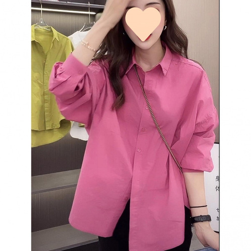 Pink Women's Spring and Autumn 2025 New Style European Goods Minority Design Versatile Casual Loose Long-Sleeve Shirt Top Trendy