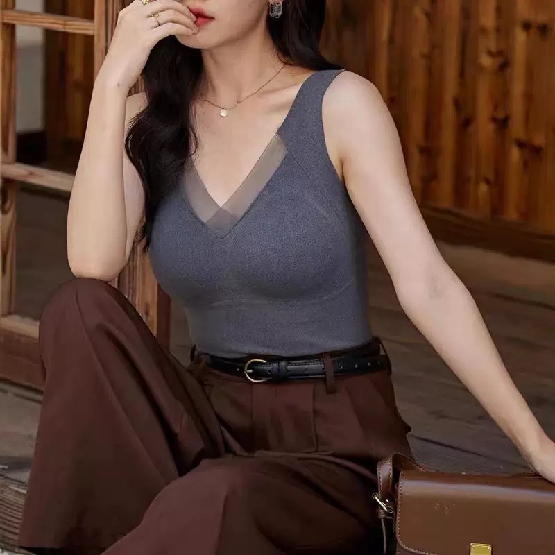 En otoño e invierno, el cuello V absorbe la humedad, se calienta y se mantiene caliente sin ropa interior engrosada, con almohadilla para el pecho sin puntos de rocío, chaleco de Grafeno