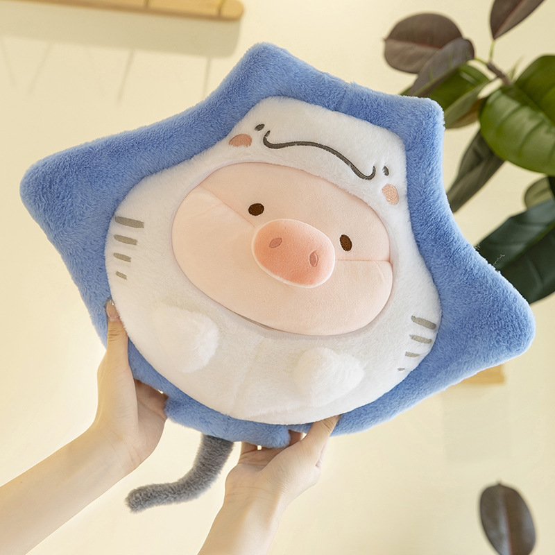 可爱魔鬼鱼变身lulu 猪公仔女生沙发靠垫夹腿抱枕海洋馆礼品毛绒
