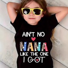 跨境外贸专供 女童上衣T桖- “没有我的Nana”图案，时尚 休闲