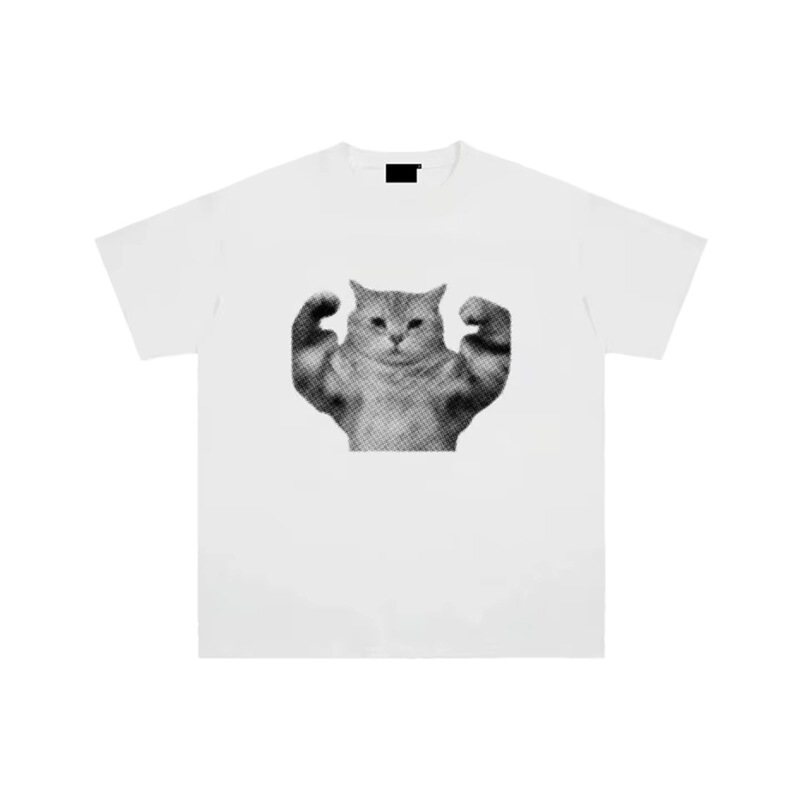 Yes, Sir, the Cute Cat Print Oversized T-Shirt for Men and Women, Vintage Aesthetic Streetwear, Harajuku Short-Sleeve Style